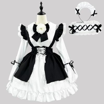 S-5XL Cute Japanese Style Lolita Maid Black and White Girl Dress Lolita Women's Suit
