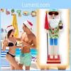 Charming Hawaiian Pine Wood Nutcracker Santa Perfect For Christmas And Summer Events
