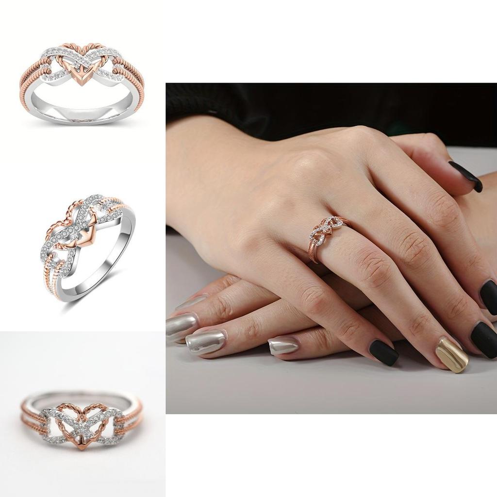 Stylish Geometric Heart-shaped Ring In Gorgeous Rose Gold For Daily Wear