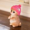 Figure Cat Figurine Interior Gardening Ornament Resin Knit Hat Birthday Present Gift Perfect Present Cb014b [Devalier] Women's [Genuine Product]