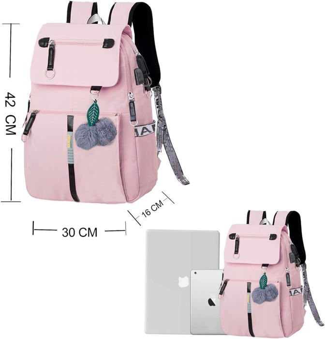 Sac à Dos - Femme - Mignon - Nylon Imperméable - Port USB - Confortable