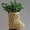 Easter Egg Holder Boots Shaped Imitation Rattan Storage Basket, Hand Woven Decorative Container, Gift Box Large Capacity Reusable Organizer