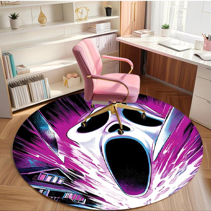 Ghostface Print Round Rug, Washable Floor Carpet, For Entryway Dorm Laundry Room Office Study, Home Decor Birthday Christmas Gift
