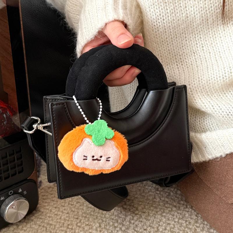 Cute Cartoon Persimmon Peanut Doll Keychain Kawaii Kitten Plush Hanging Ornament Bag Decoration Pendant Accessories Gift