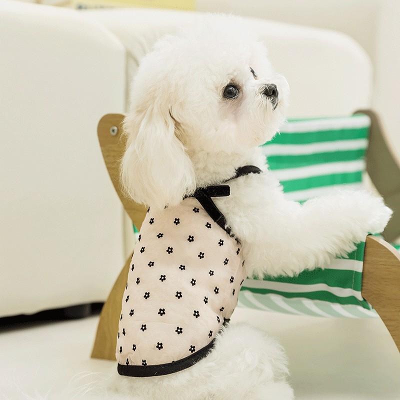 

Весенне-летняя сетчатая жилетка для собак в горошек с бантом на подтяжках для маленьких и средних собак, бишон, тедди, одежда для домашних собак XXL (applicable weight 15-10kg)