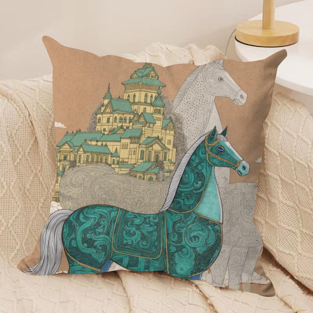 Luxury Dream Pegasus Cushion Cover Silky Short Plush DoubleSided Printed Pillow Case for Sofa All Seasons Home Decor Gift