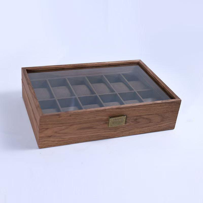Retro Spot Wooden Watch Storage Display Box Black Walnut Collection Box Household 2-digit 4-digit Jewelry Storage Box
