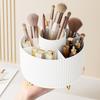360° Rotating Makeup Organizer Cosmetic Storage with 5 Compartments Multi-Functional Holder for Brushes Stationery Unscented with Luxury Stripe Design