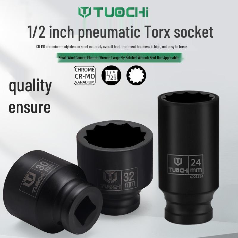 32-Piece Heavy-Duty 1/2" Impact Socket Set with Extended Hexagonal and Torx Sockets in Iron Box