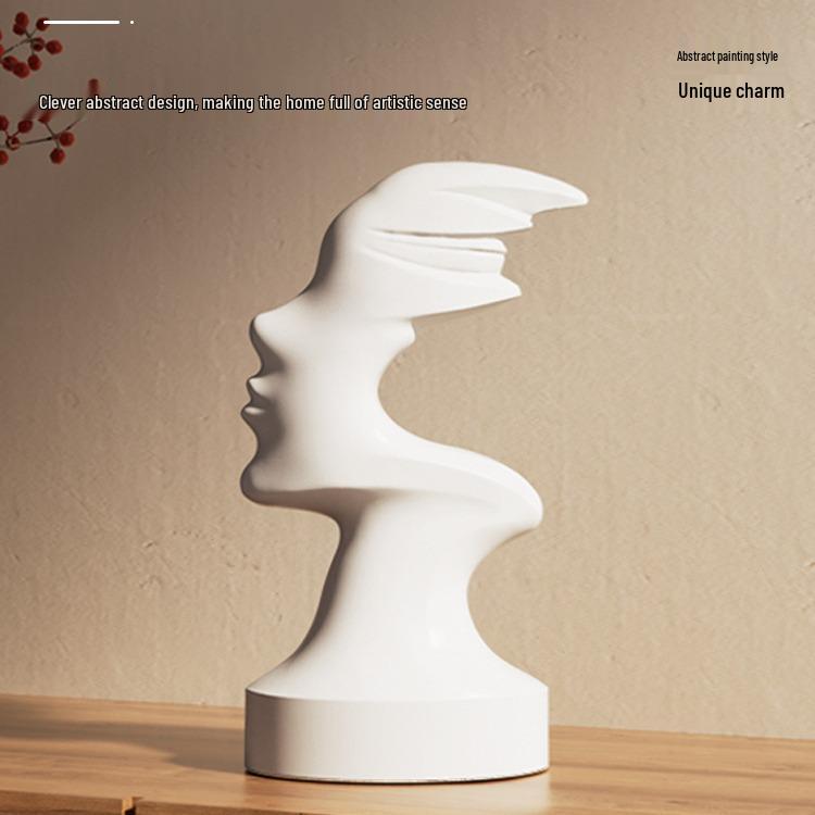 Contemporary Abstract Face Art Ornament for Home & Wine Cabinet Display