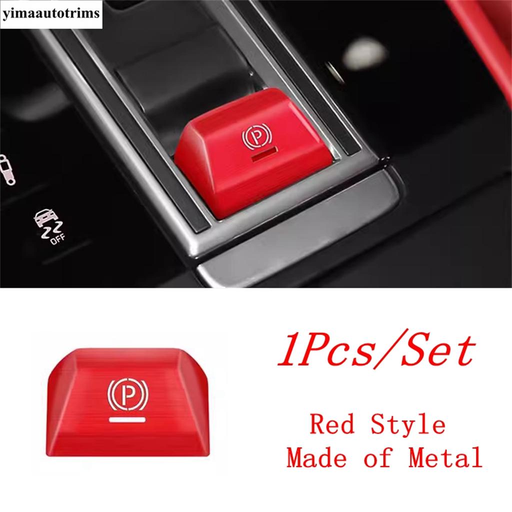 

Car Electronic Hand Brake P Button Parking Sequin Decoration Cover Trim Accessories For Porsche Cayenne / Panamera 2018 - Red Style