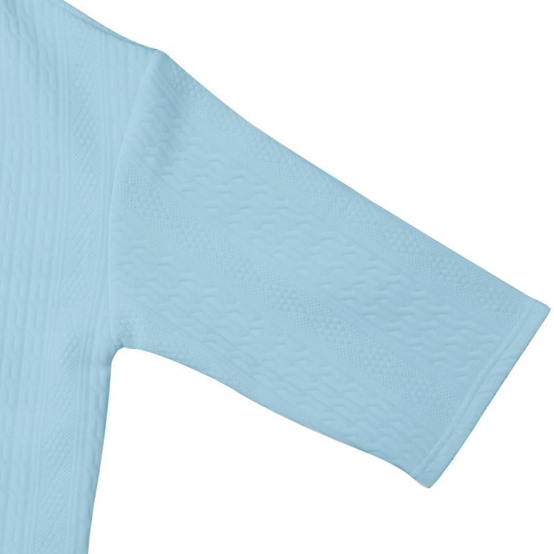 2024 Spring/Summer New European and American Casual Loose 7/4 Sleeve Jacquard Knitwear Top Shorts Men's Set