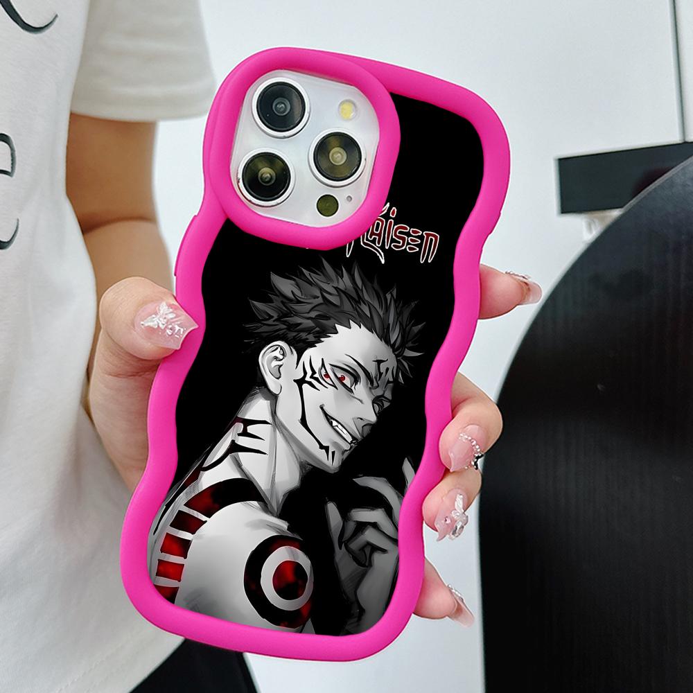 Jujutsu Kaisen Sukuna Mobile Phone Case for iPhone 17 16 15 14 13 12 11 Air Pro Max Plus Wavy Edge TPU Colorful Cover Luxury