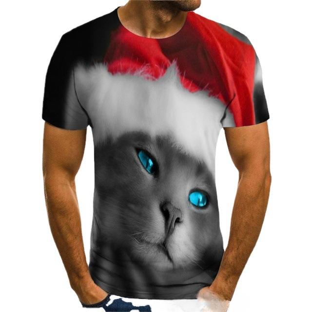 New Men's Short Sleeved T-shirt Cat Series 3D Printed Short Sleeved T-shirt