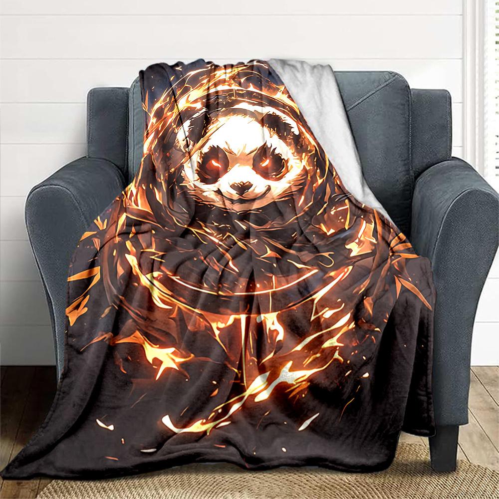 1PC Panda Fire Artwork Blanket, Throw For Sofa, Bed, Travel, Printing Blanket With Soft And Warm Fabric yy250918132