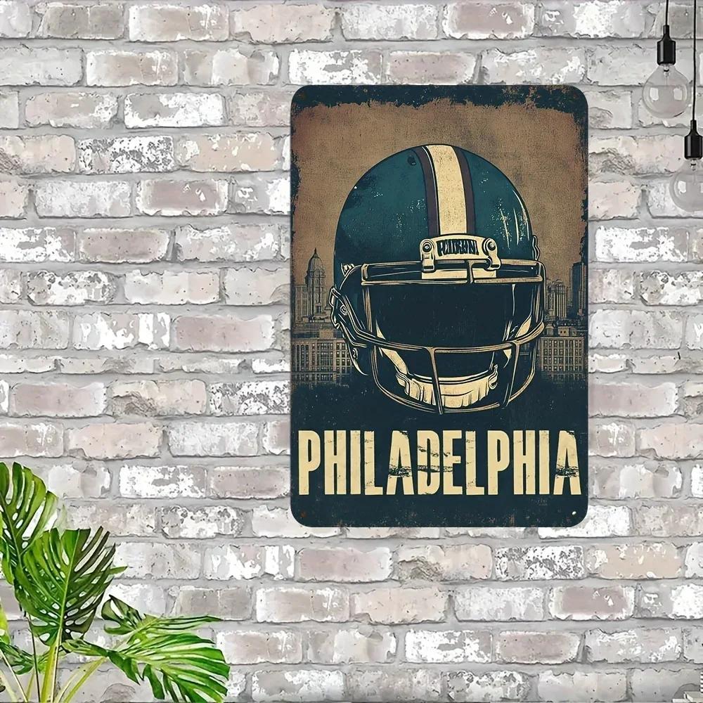 Vintage Philadelphia Football Aluminum Sign,Waterproof and Dustproof. Ideal Wall Art for Garage, A Perfect Gift for Devoted Fans