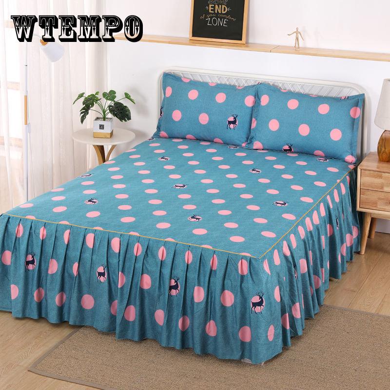 3Pcs Bed Sheet Pillowcase Lace Skirts Bedding Set Bedspread Elastic Fitted Mattress Cover Bedsheet Couple Quilt Single