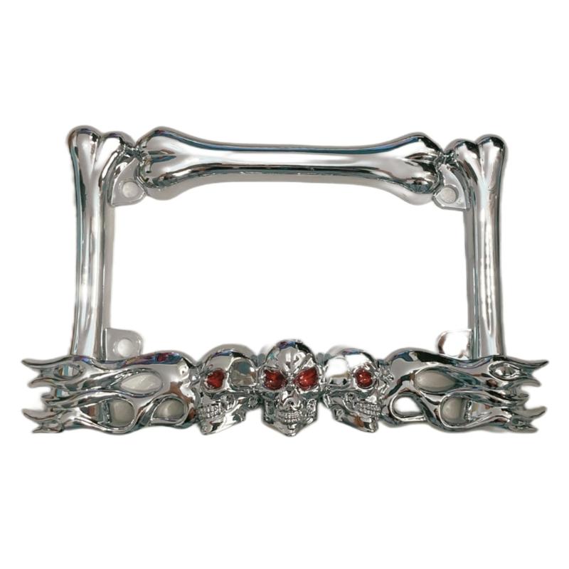 License Plate Skull Head Plastic License Plate Frame Suitable for Motorcycle