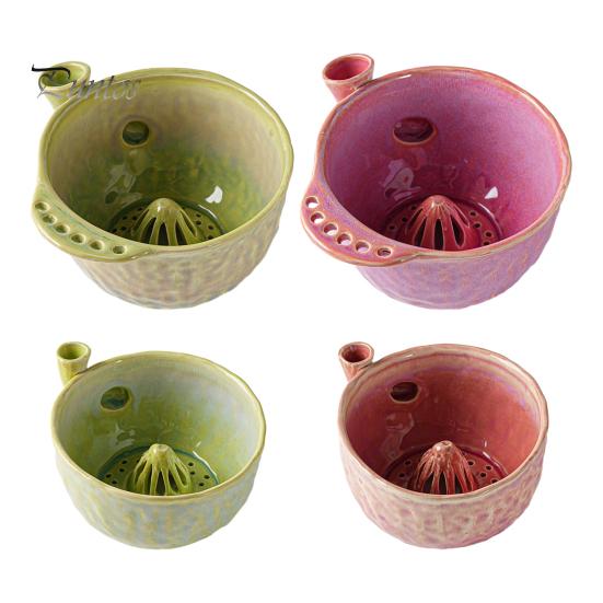 Vegetable Cleaning Basin Ceramic Berry Washing Bowl with Drainage Hole, 360 Degree Self Strawberry Tool Rinsing Fruit Rinse Bowl, Fresh Strainer