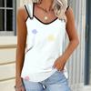 Ladies' Outdoor Casual Sports Double Loop Buckle Vest with Flower Print Pattern ,V-neck, Sleeveless, Medium Stretch Fabric