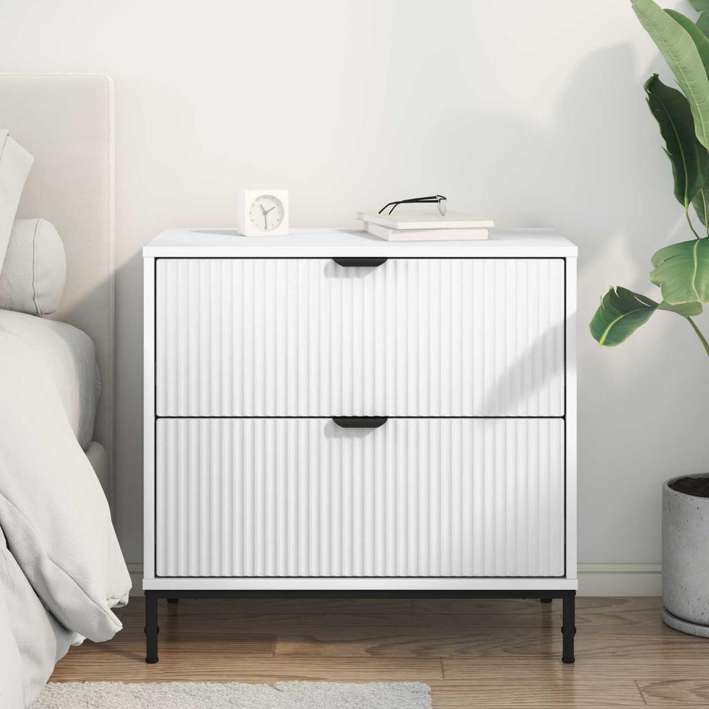 Nightstand with Drawers White 63.5 X 36 X 61 Cm Engineered Wood