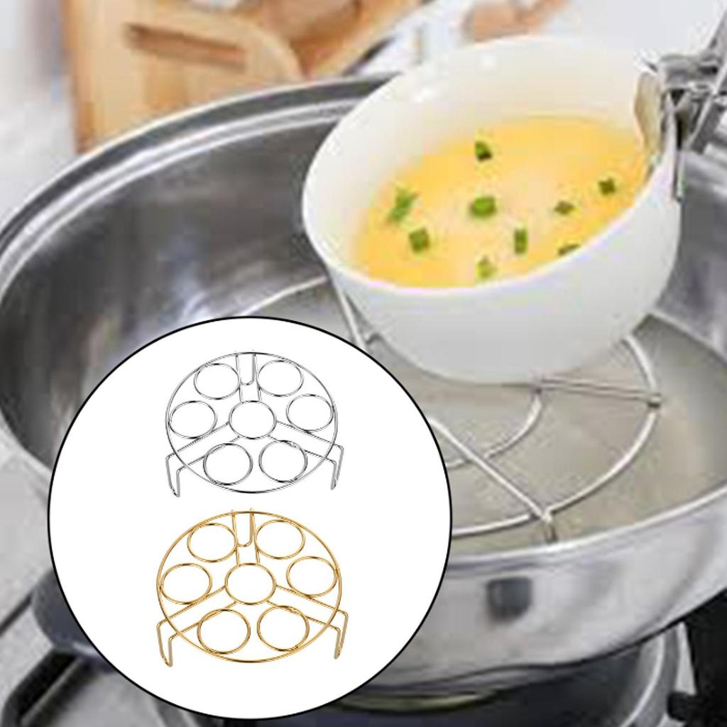 Egg Steaming Tray 7 Hole Breakfast Rack Stainless Steel Cooking Silver