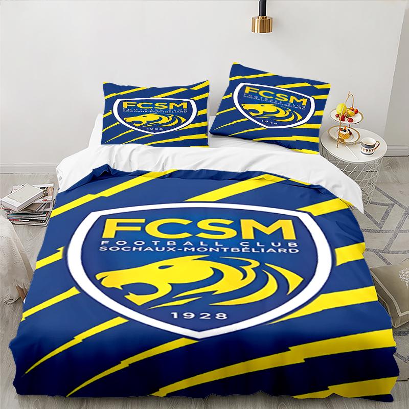 3PCS Fcsm Football Club Emblem Bedding set,Ideal for1pc Duvet Cover And 2pcs Pillowcases Perfect for Christmas gift,Ideal for Bedroom, Dormitory