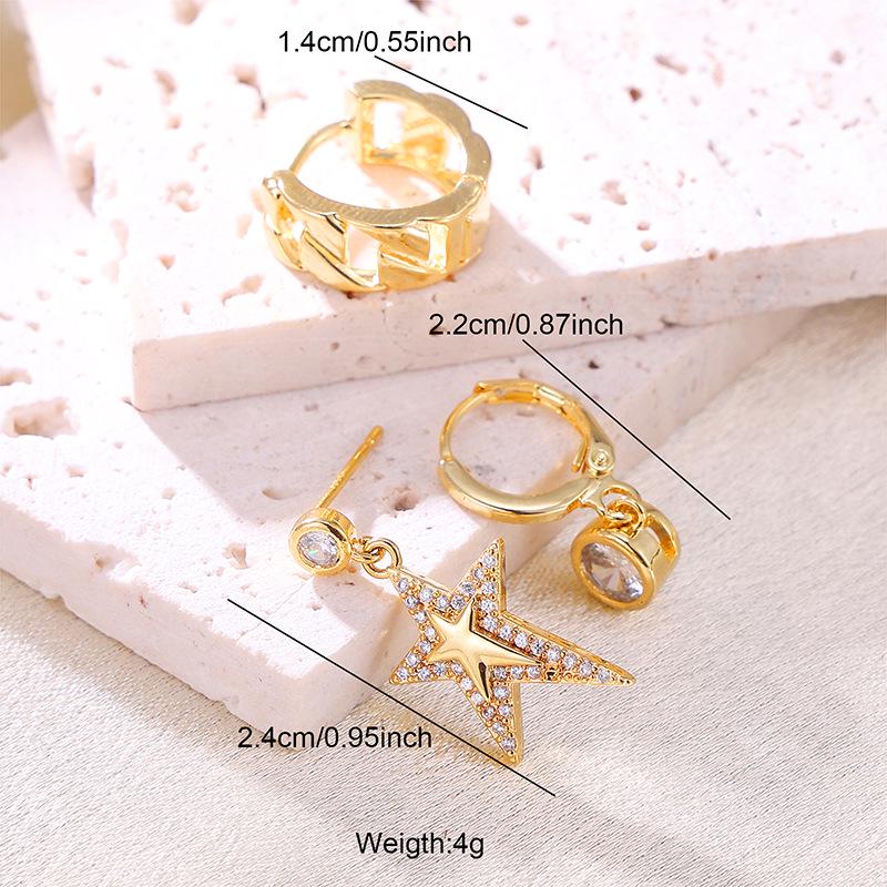 

Fashionable European & American Copper Star Zircon Earrings - Elegant, Versatile Design for Women