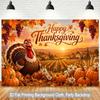piece of 2D flat background fabric Thanksgiving pumpkin turkey beautiful manor scenery background bannerPMJ