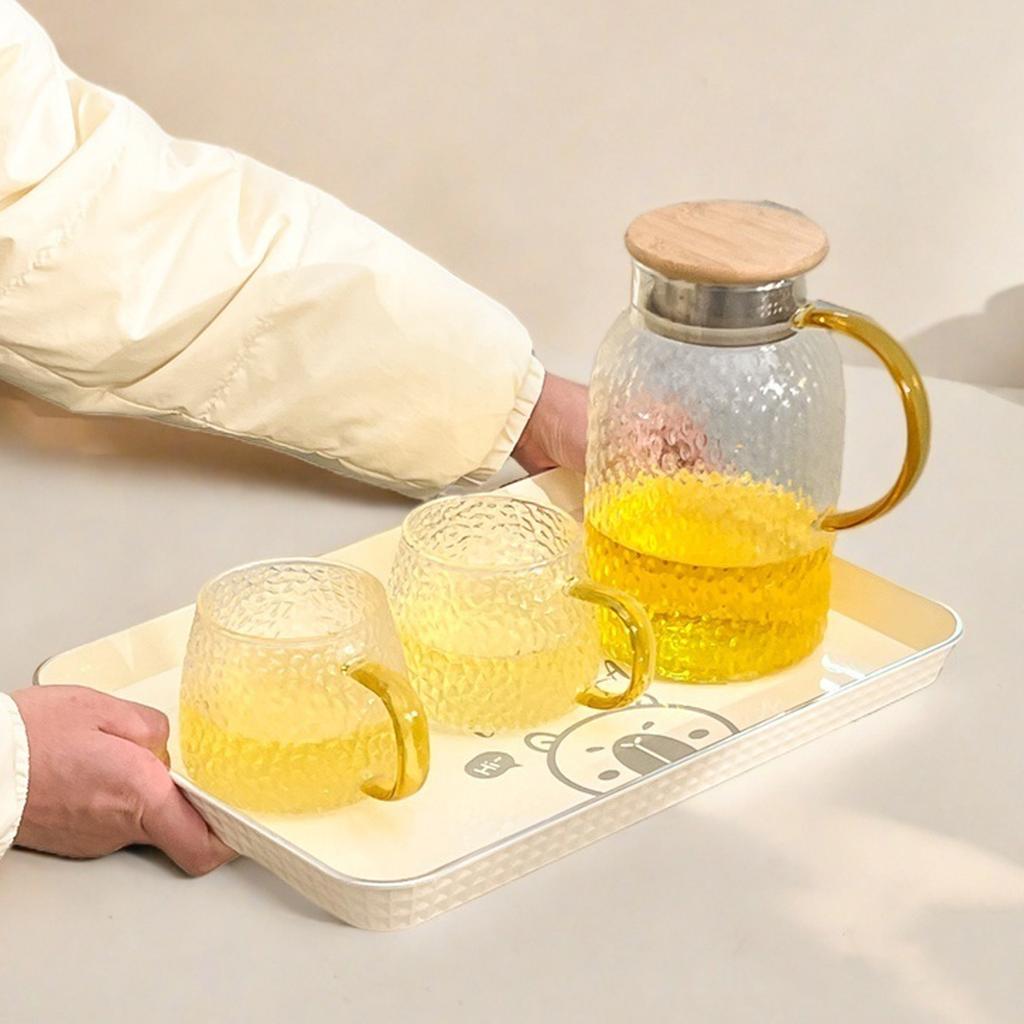 Rectangle Food Tray Cute Capybara Plastic Snack Cake Dessert Plate Large Capacity Stackable Storage Tray Tea Tray Tableware