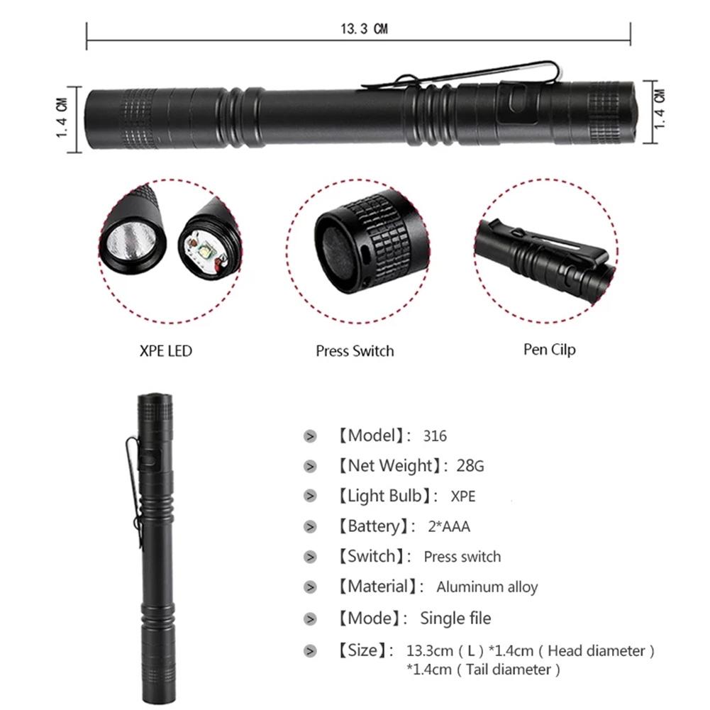 8000LM Mini-LED-Taschenlampe, tragbare Taschenlampe, Inspektionsleuchte mit Clip