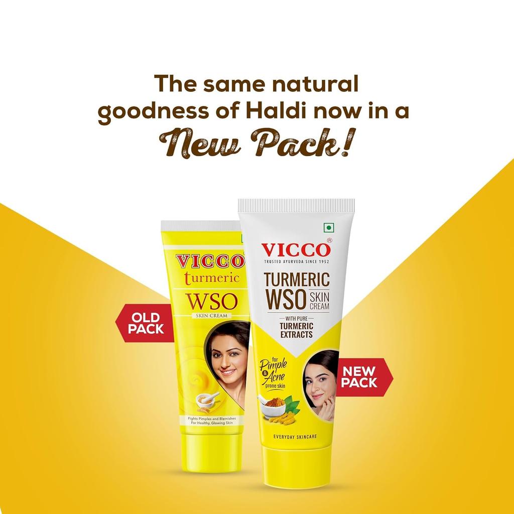 Vicco Turmeric WSO Cream 60g Pack of 3 Ayurvedic Skin Brightening Dark Spot Remover