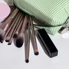 Striped Cosmetic Bag Travel Makeup Pouch Portable Makeup Bag Zippered Toiletry Bag for Women Makeup Brushes