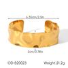18k Gold Stainless Steel Wide-Face Open Bangle – Non-Fading, High-End Statement Bracelet.