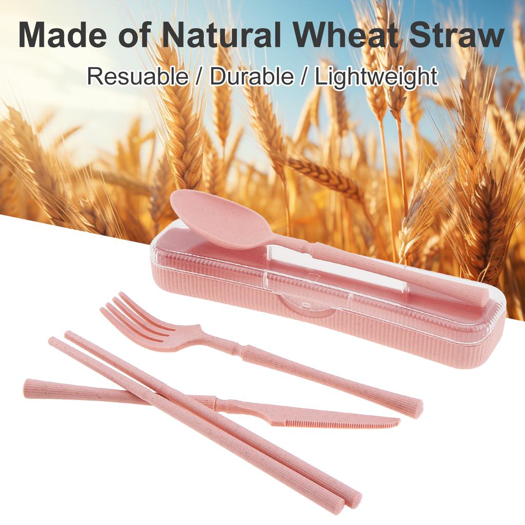 20pcs Plastic Cutlery Set for School Lunch / Camping and Picnics / Daily with Cutlery Box, Reusable Travel Flatware Set