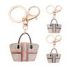 Tote Charm Keychain Rhinestone Enamel Tote Bag Charm with Key Ring Sparkly Handbag Keychain Purse Charm Gift for Women Girls Friends