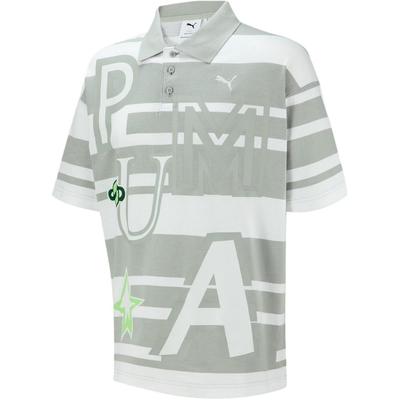 Ss23 Dream Pack Striped Letter Print Casual Short Sleeve Polo Shirt Unisex Polo Shirts Light-Gray 539985-10
