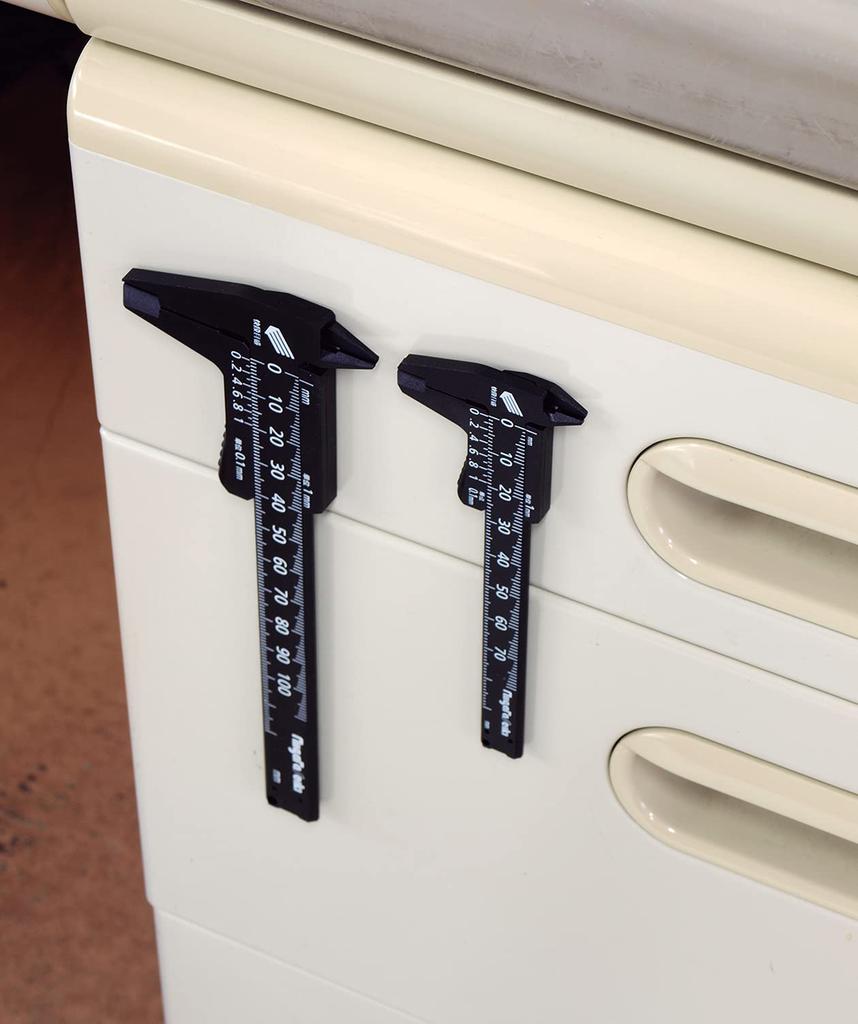 Niigata Seiki SK Plastic with Depth Black Caliper, Lightweight, Easy-to-Read Scale, 100mm, PC-100KD Bar,