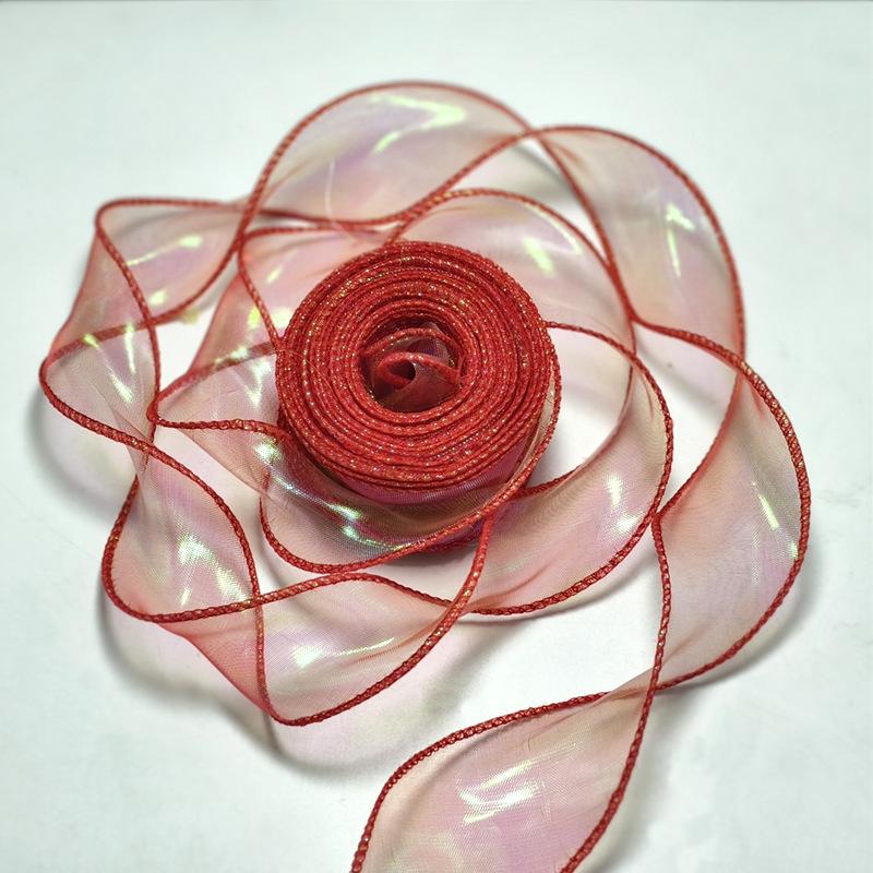 40mm 10Yards Fishtail Organza Ribbon  Reflective Iridescent Wavy Edge Ribbon for Gift Wrapping DIY Bow Bouquet Voile Ribbons