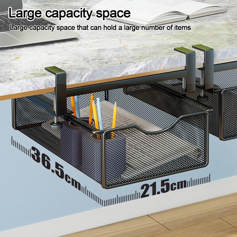 Carbon Steel Under-table Storage Rack Smooth Slide/Pull-out Breathable Pull-out Cabinet Mesh Drawer Large Load Bearing