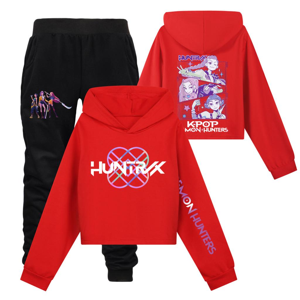 Children's Hooded Top And Pants Two-piece Tracksuit Set Long-sleeved Printed Clothing Set