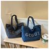 Denim Tote Bag Women Large Capacity Shoulder Handbag Urban Chic Canvas Daily Use