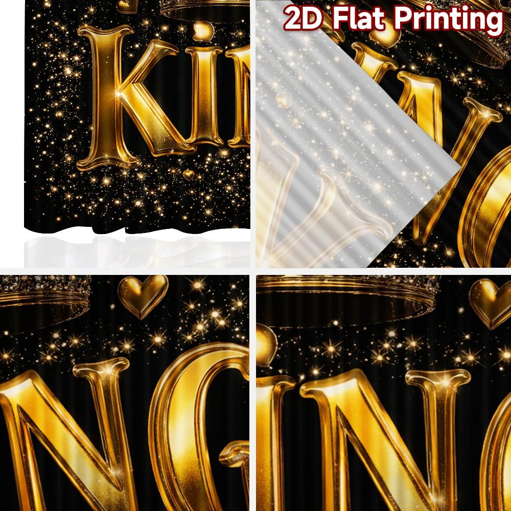 2D flat printing 2pcs Curtain Party Curtains Golden King Celebration Digital Printed Polyester Drapes Family Party Decoration