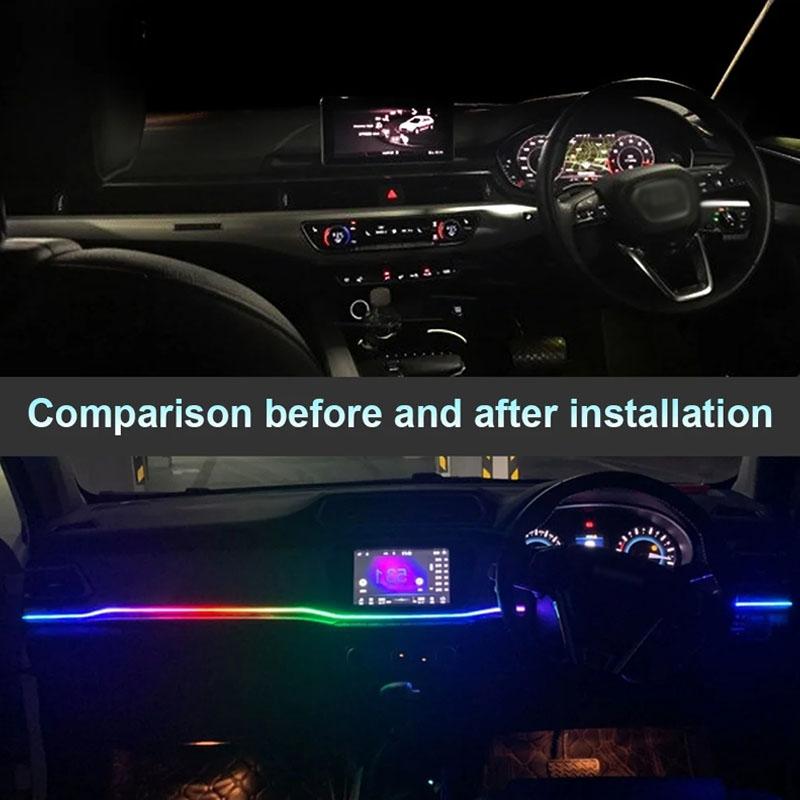 2 In 1 Car Interior Ambient Light Symphony App Remote Control Fiber Optic Neon Auto Dashboard Decorative Lights Atmosphere Lamp