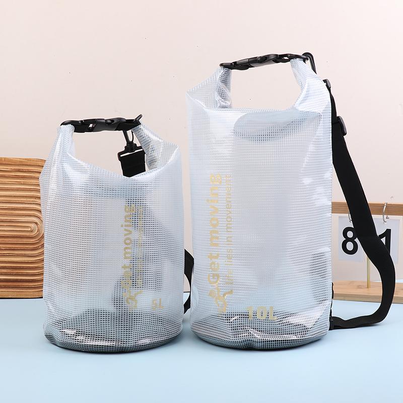 2L/5L/10L Pvc Wasserdichter Packsack Netzbeutel Tragbar Outdoor Sport Schwimmen Aufbewahrungstasche Pack Rafting Kajakfahren Camping