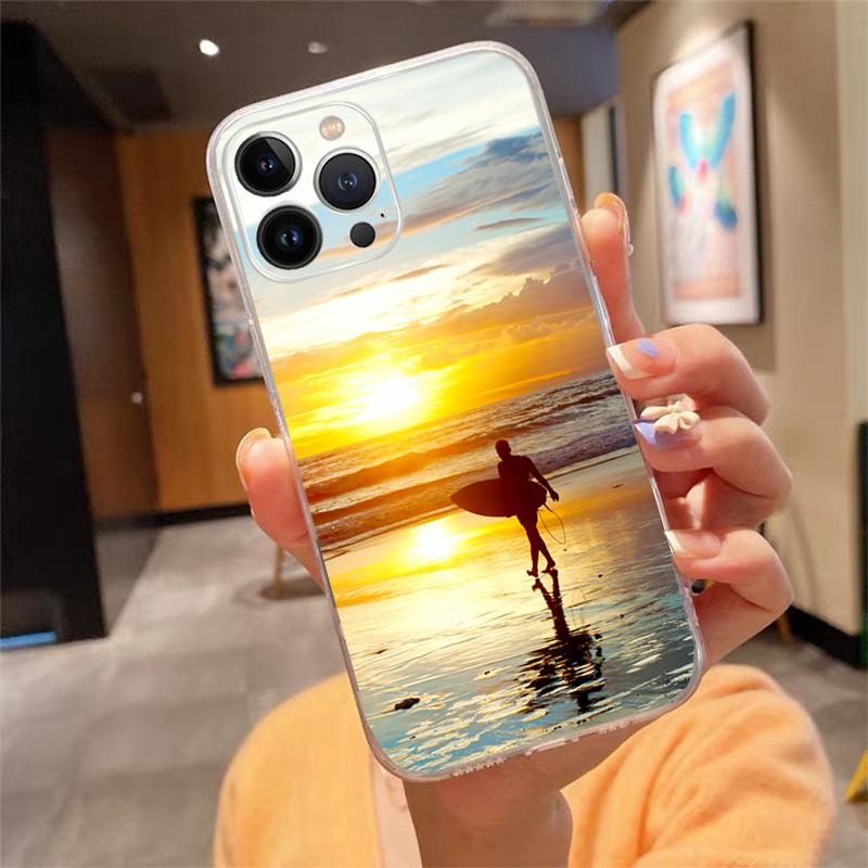 

Phone Case For iphone 17 Air 17 Pro Max 16 15 14 13 Pro Max 15 16 Pro 15Plus Summer Beach surfboard surfing Sport iphone 13
