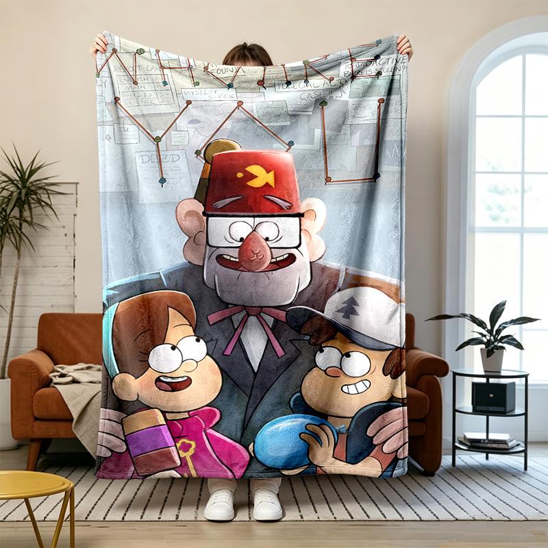 Gravity Falls Měkký a pohodlný flanel Vhodný na pohovky obývací pokoje venovní kempování cestování a také skvělý dárek k výročí