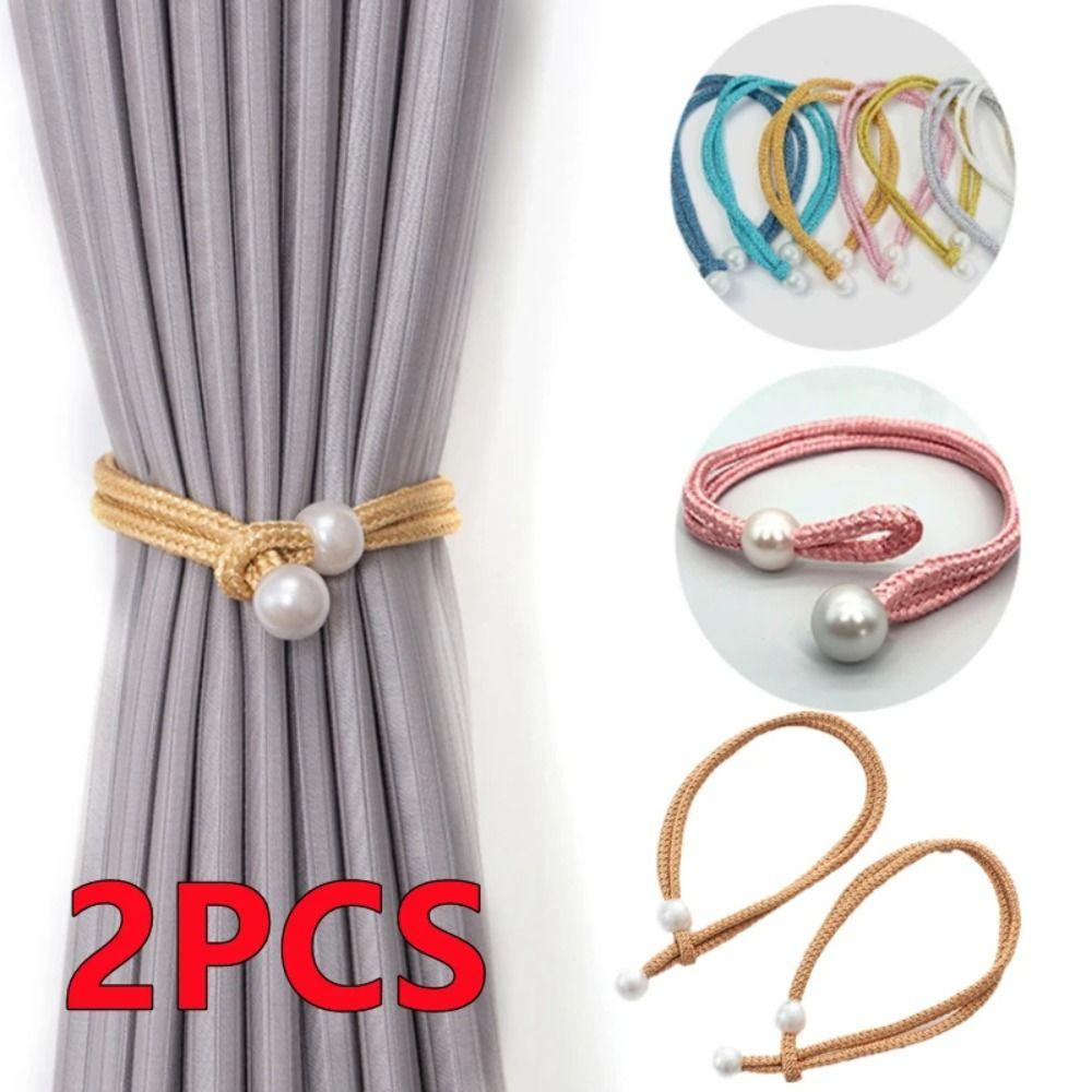 

2Pcs/set Modern Simple Pearl Curtain Buckle Clip Window Curtain Buckles Curtain Accessories