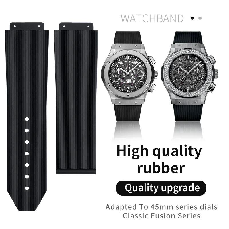 25x19mm Soft Nature Rubber Watchband Convex End For Hublot Strap For Classic Fusion Series Men Strap Fold Buckle Screwdriver