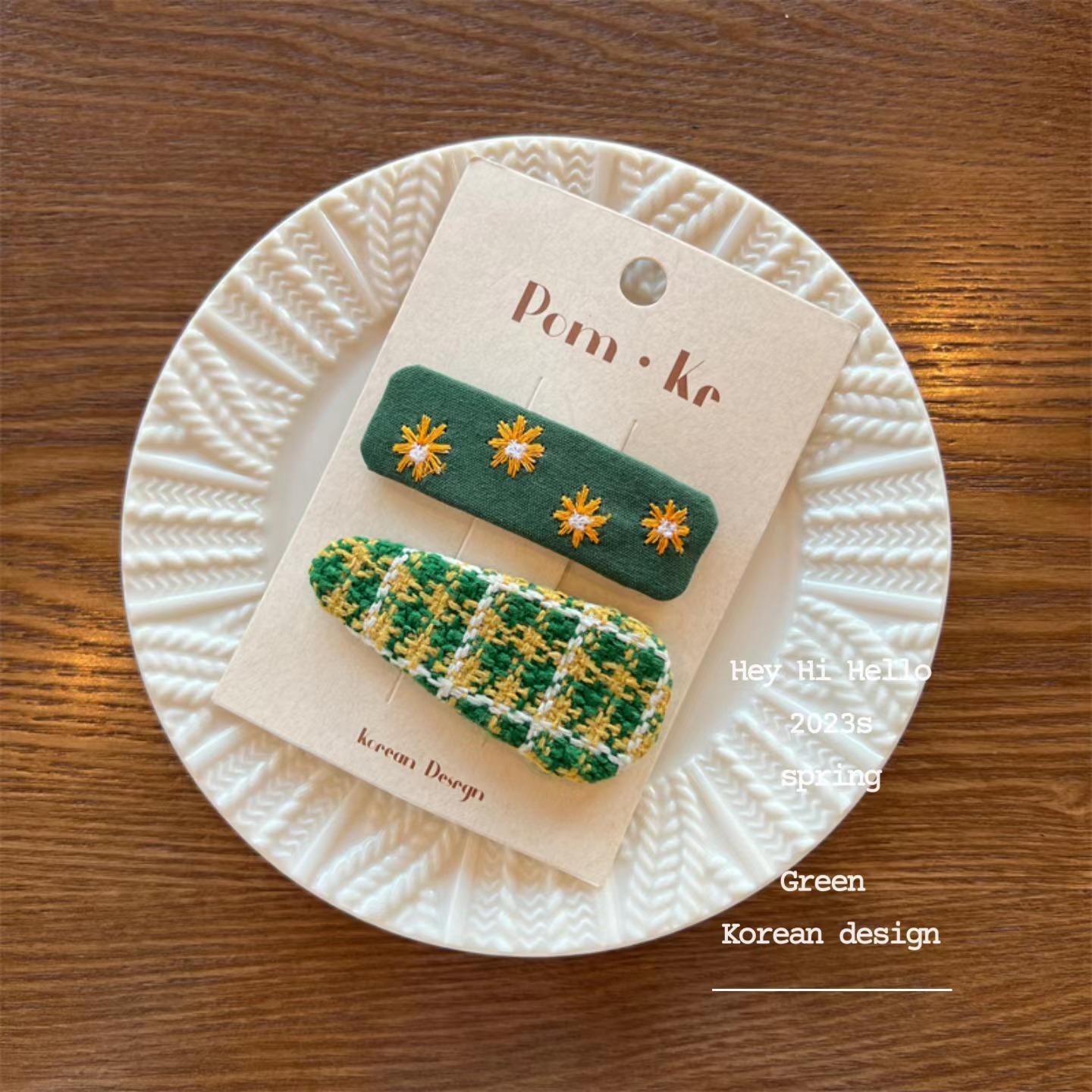 

Korean Cute Green Floral Hairpins Women Girls Kids Hair Clips Pins Barrettes Accessories Hairgrips Headdress Headwear Ornaments about 6 cm